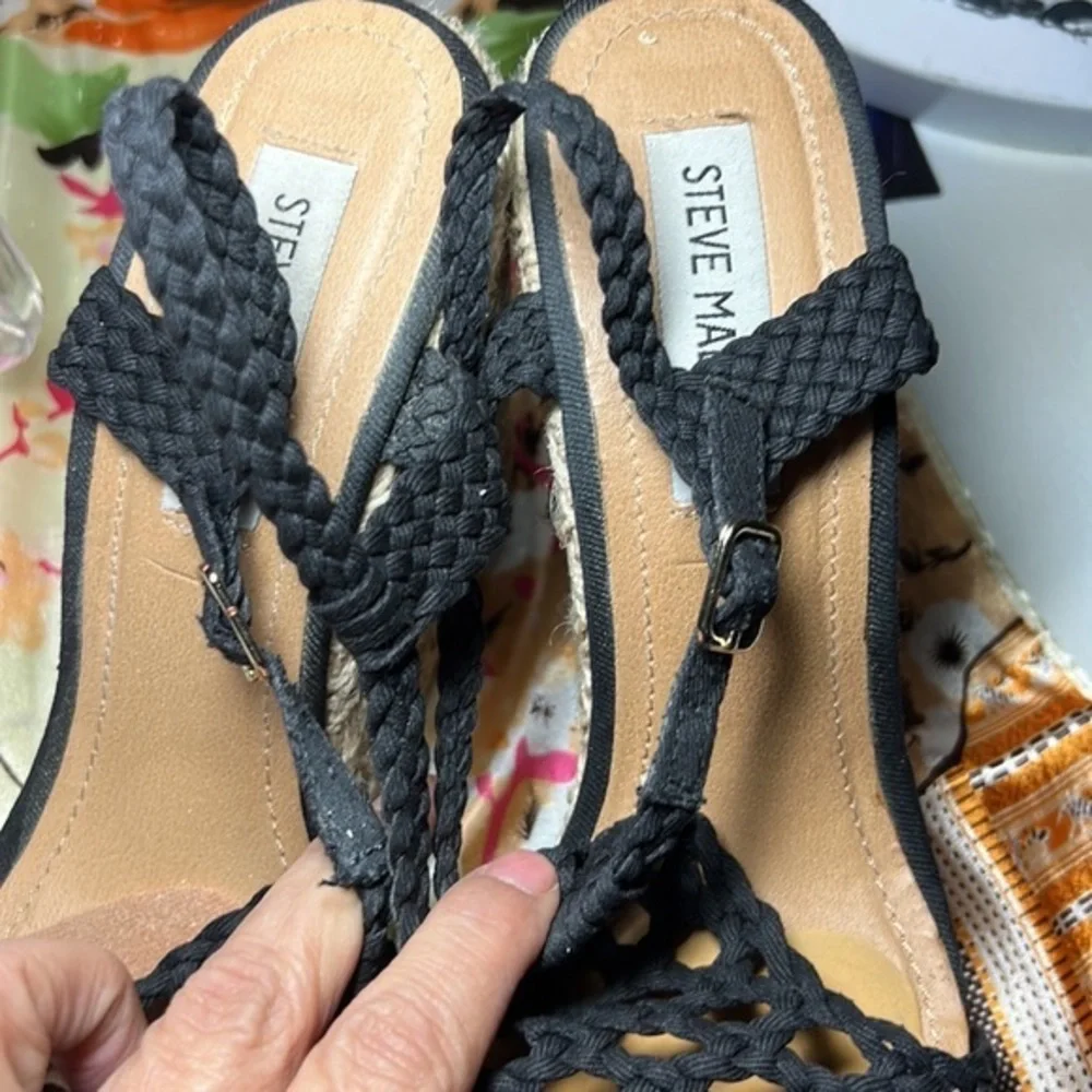 Steve Madden black strappy espadrille size 8 black - Picture 5 of 14